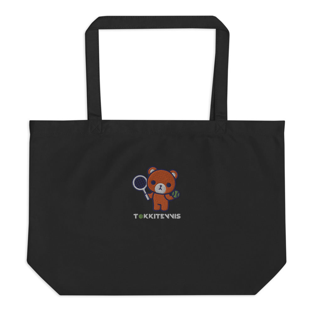 Large Organic Stefan Tote Bag - Black - TOKKITENNIS