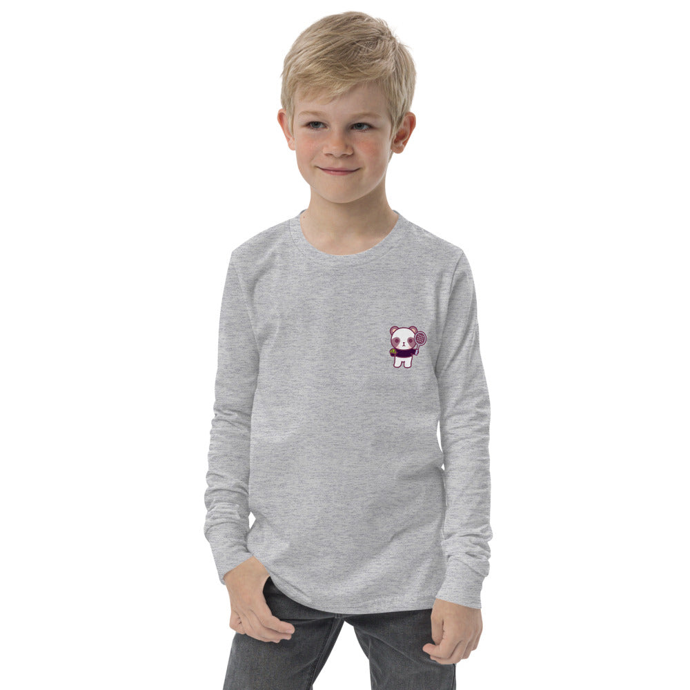 Youth Long Sleeve Henri "Mini-Me" Tee - White / Light Grey - TOKKITENNIS