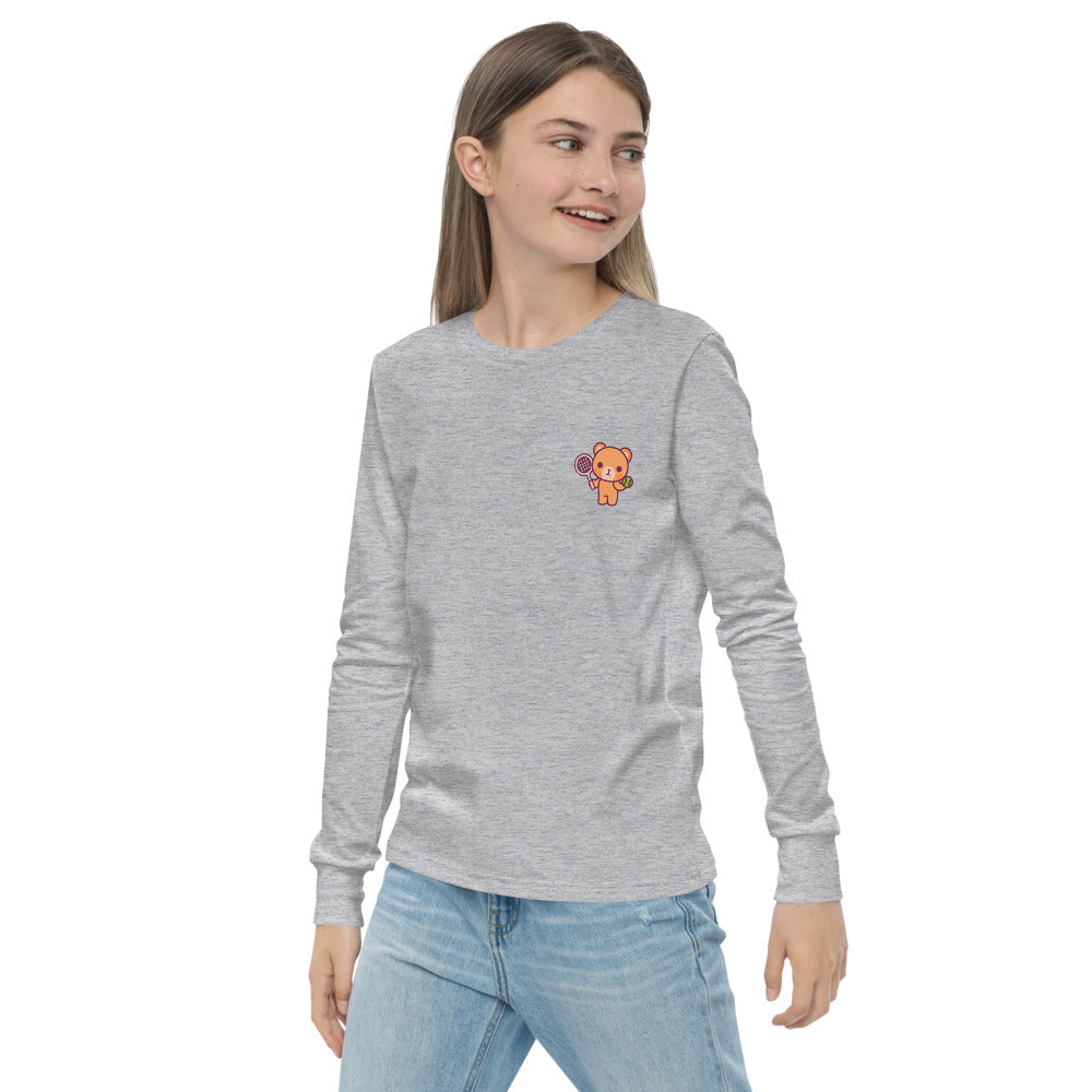 Youth Long Sleeve Stefan "Mini-Me" Tee - White / Light Grey - TOKKITENNIS