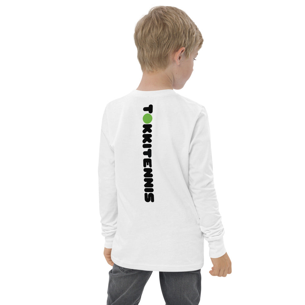 Youth Long Sleeve Emma "Mini-Me" Tee - White / Light Grey - TOKKITENNIS