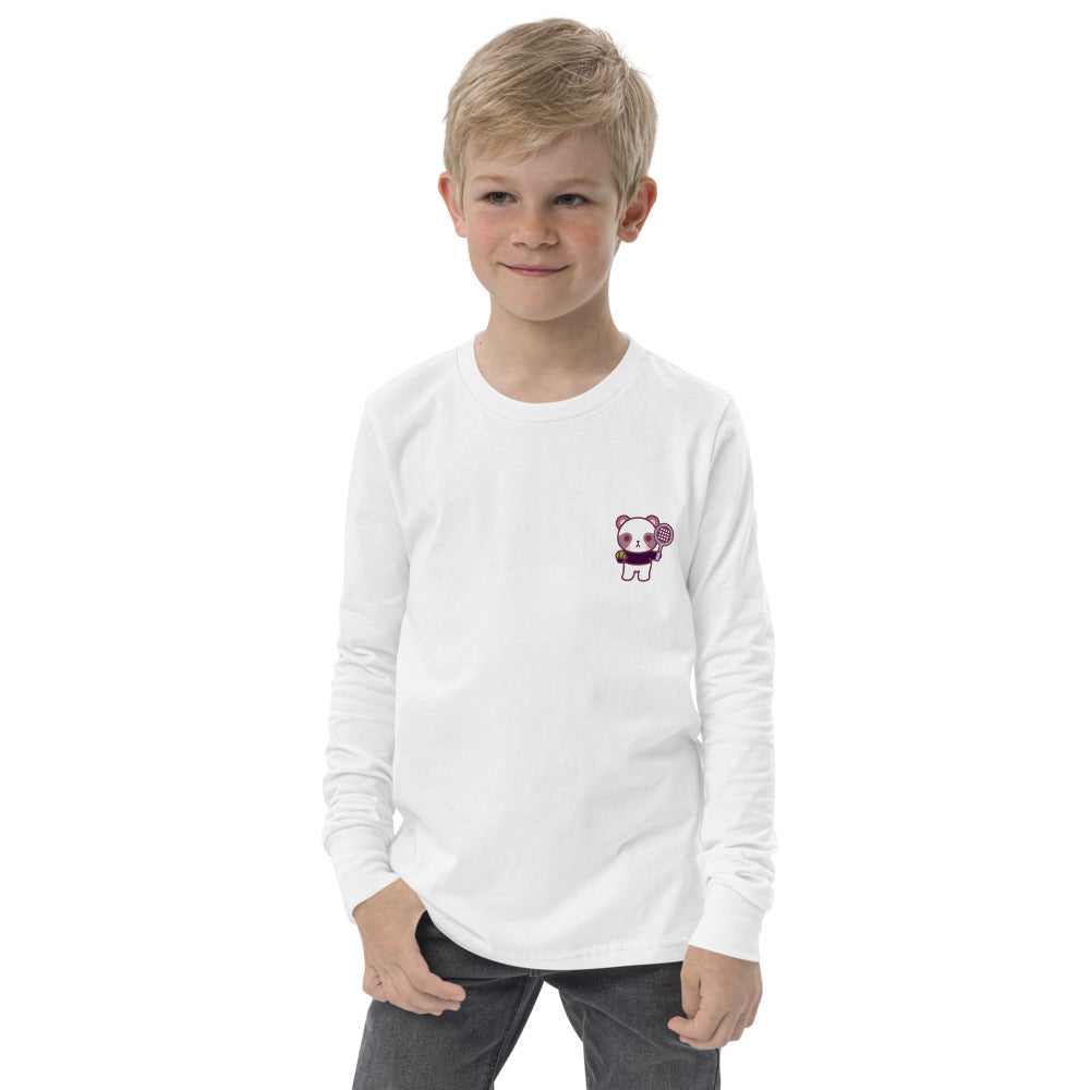 Youth Long Sleeve Henri "Mini-Me" Tee - White / Light Grey - TOKKITENNIS