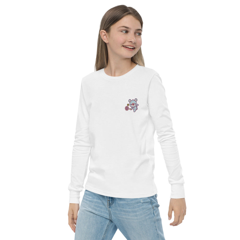 Youth Long Sleeve Ken "Mini-Me" Tee - White / Light Grey - TOKKITENNIS
