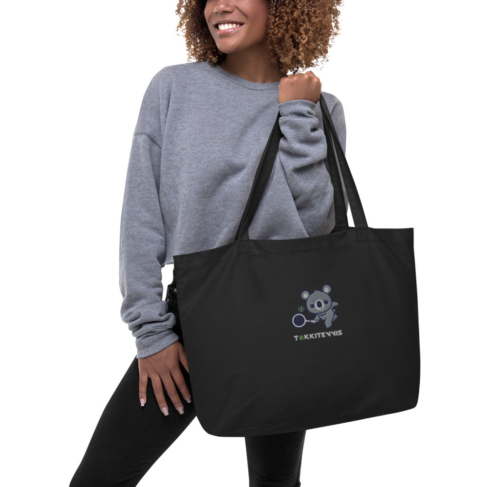 Large Organic Ken Tote Bag - Black - TOKKITENNIS